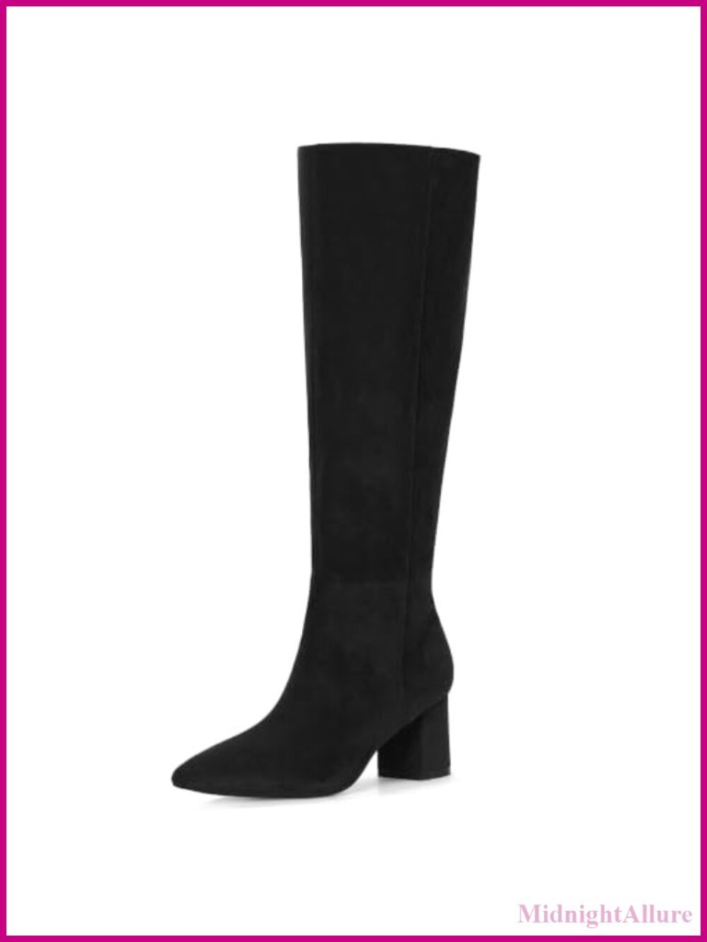 Women's Knee High Boots Low Chunky Heel Pointed Toe Tall Dressy